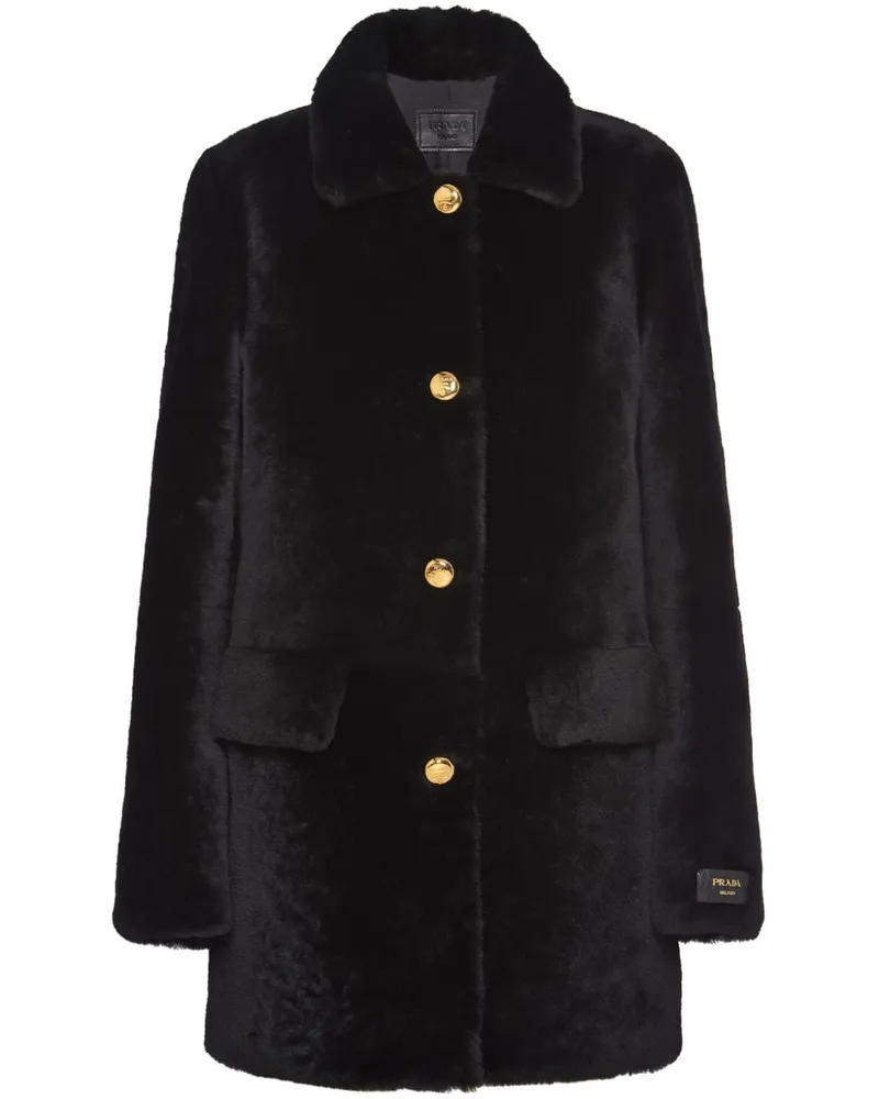 Prada Shearling-Mantel - Schwarz Schwarz