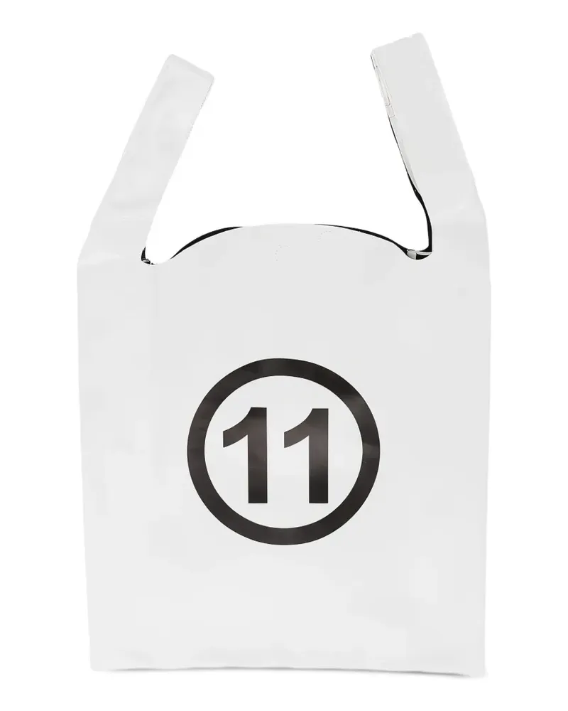 Maison Margiela logo-print leather tote bag - Weiß Weiß