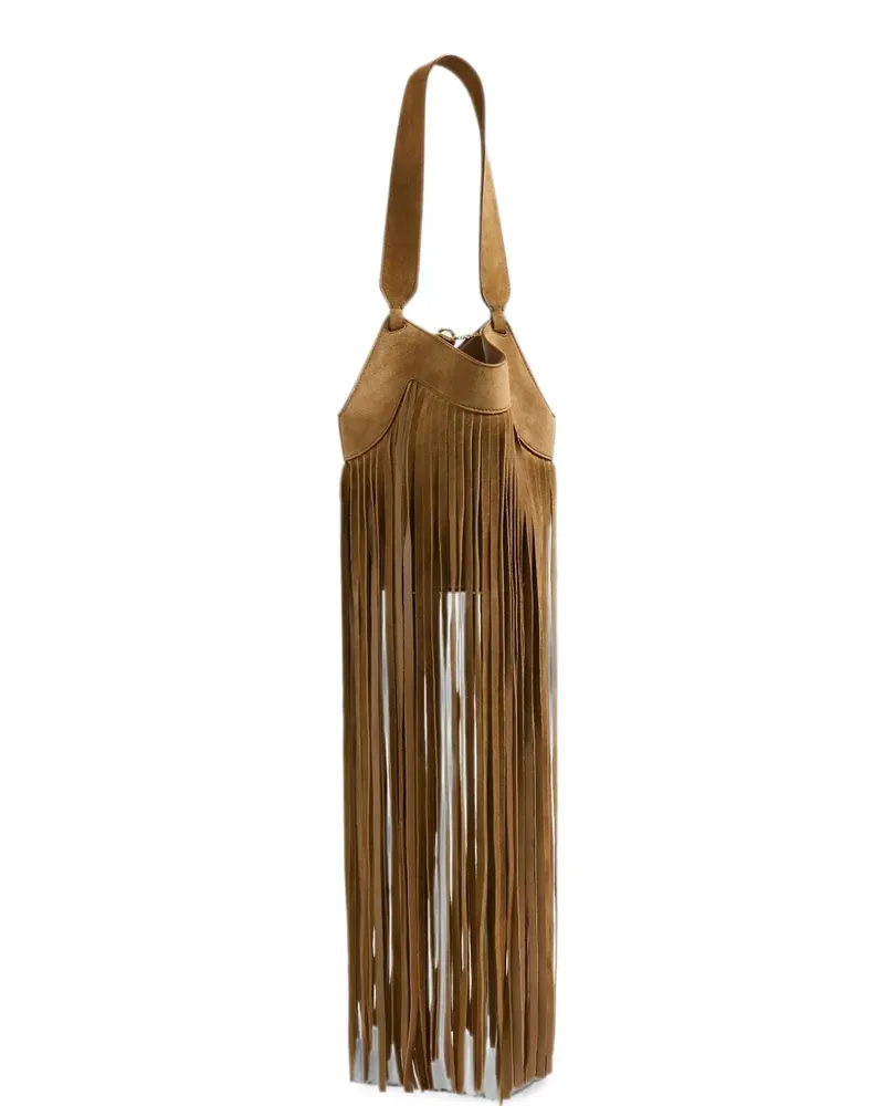 KHAITE Lotus Schultertasche mit Fransen - Braun Braun
