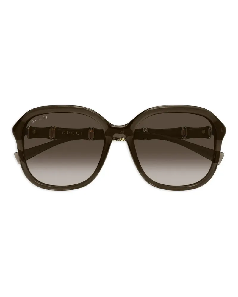 Gucci Bamboo-detail round-frame sunglasses - Braun Braun