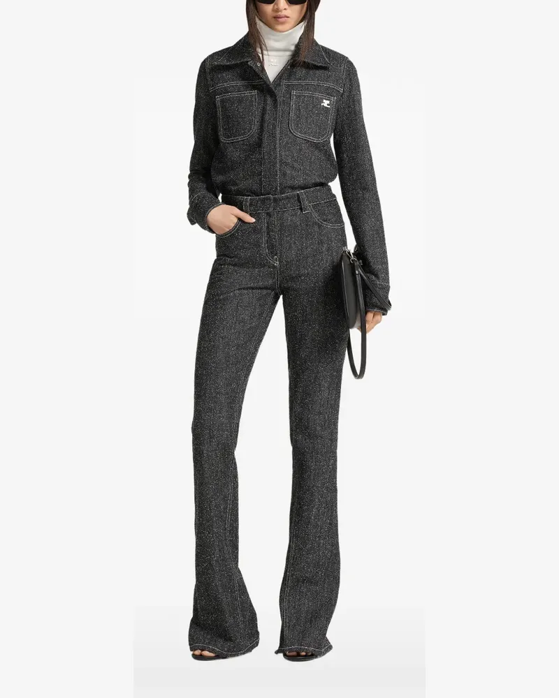 Courrèges denim tweed shirt jacket - Schwarz Schwarz