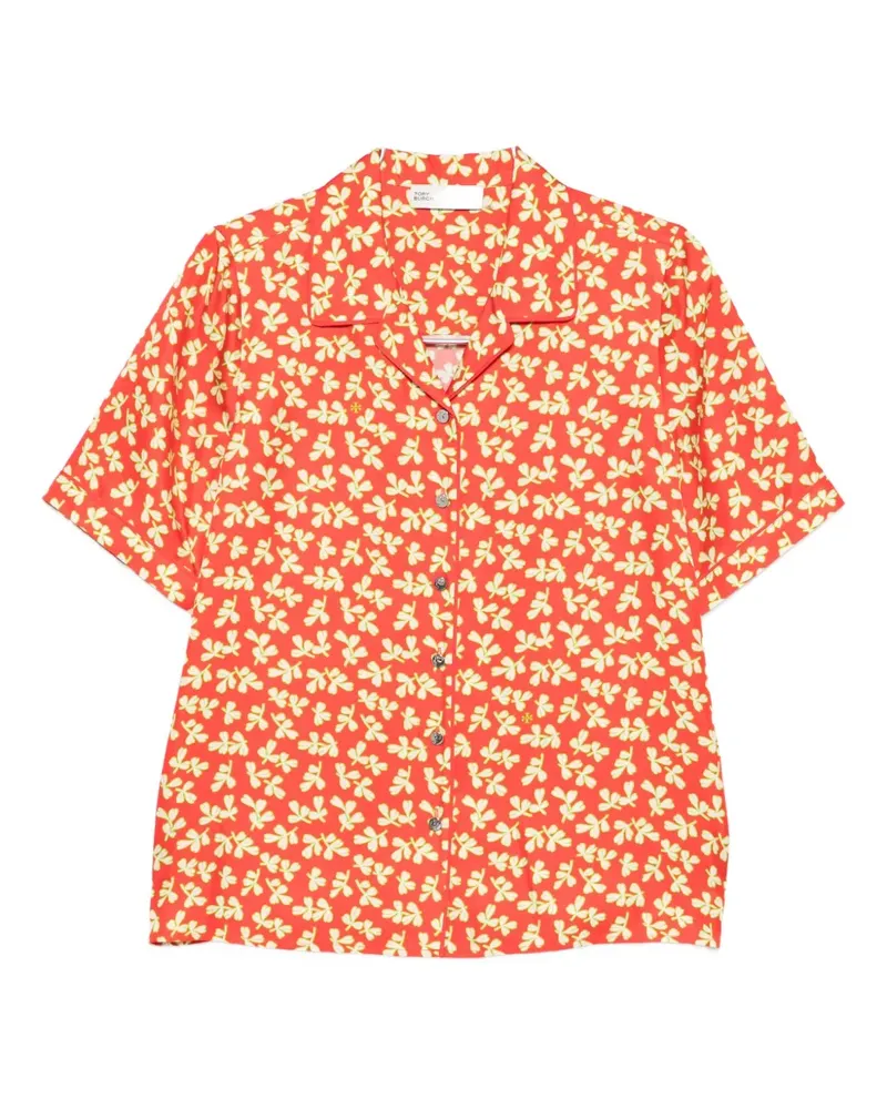Tory Burch Seidenhemd mit Blumen-Print - 0525 RED 0525