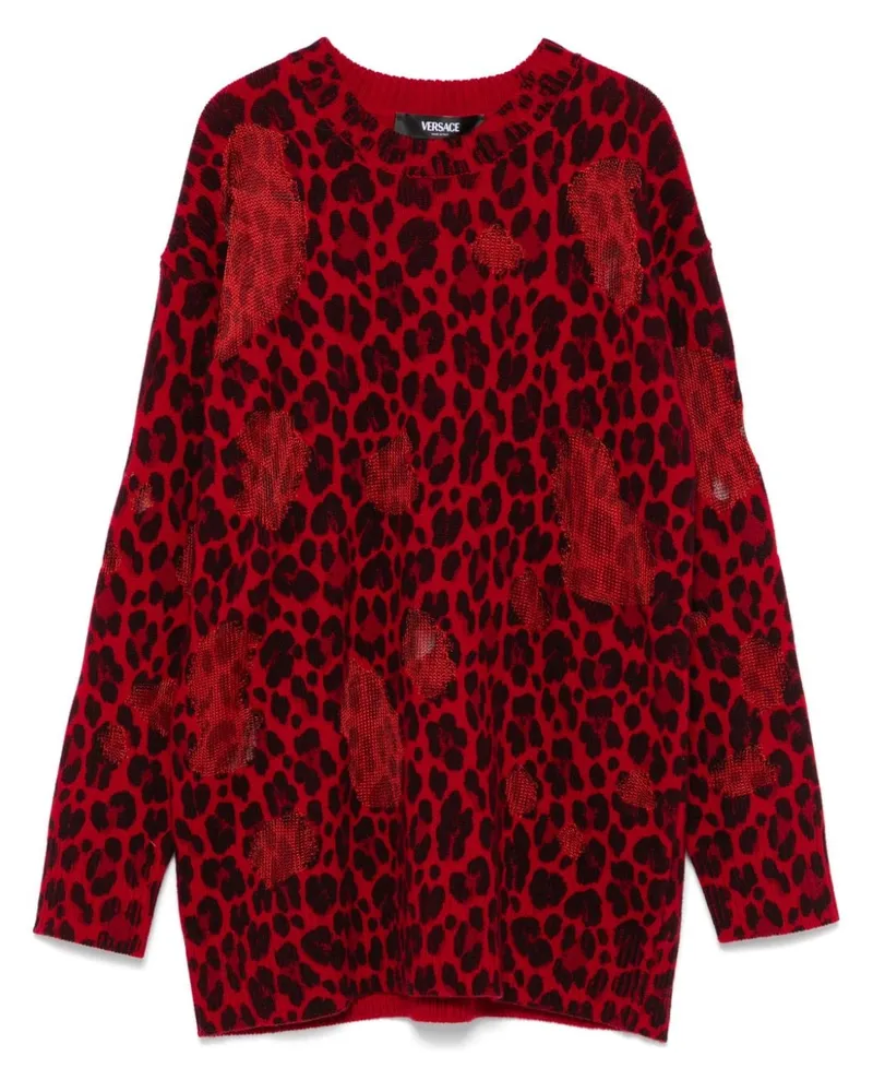 Versace Pullover mit Leoparden-Print - Rot Rot