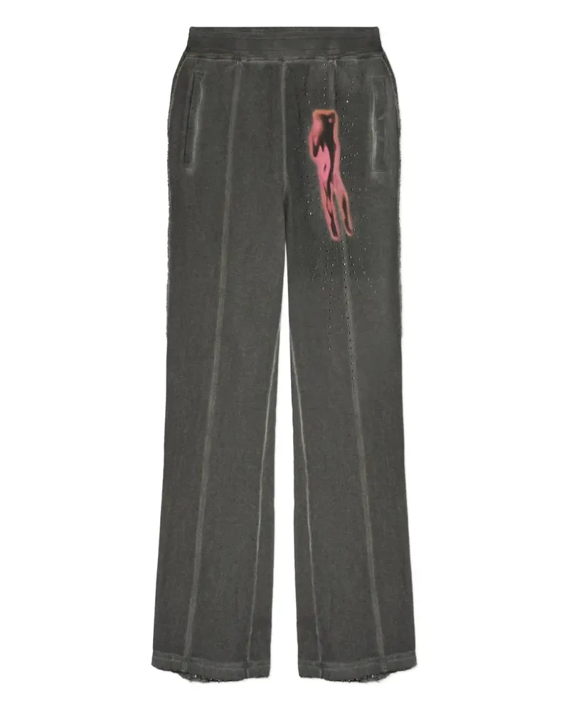 Diesel crystal-embellished graphic trousers - Grau Grau