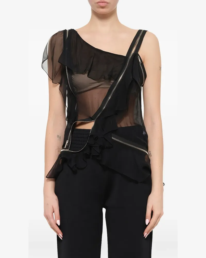 Givenchy Seidenoberteil mit Volant-Saum - Schwarz Schwarz