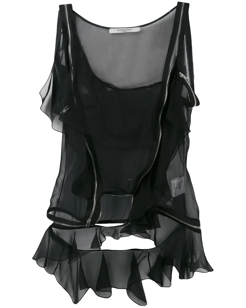 Givenchy Seidenoberteil mit Volant-Saum - Schwarz Schwarz