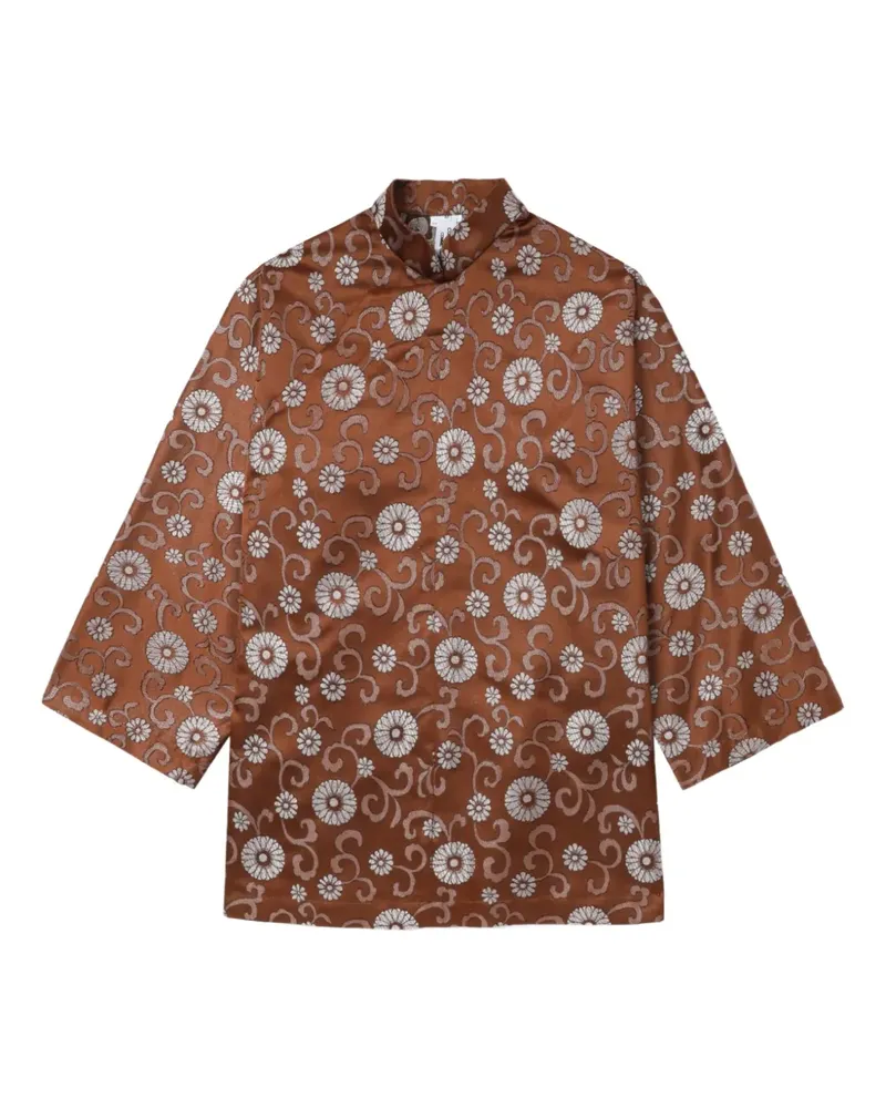Comme des Garçons Bluse mit Blumen-Print - Braun Braun