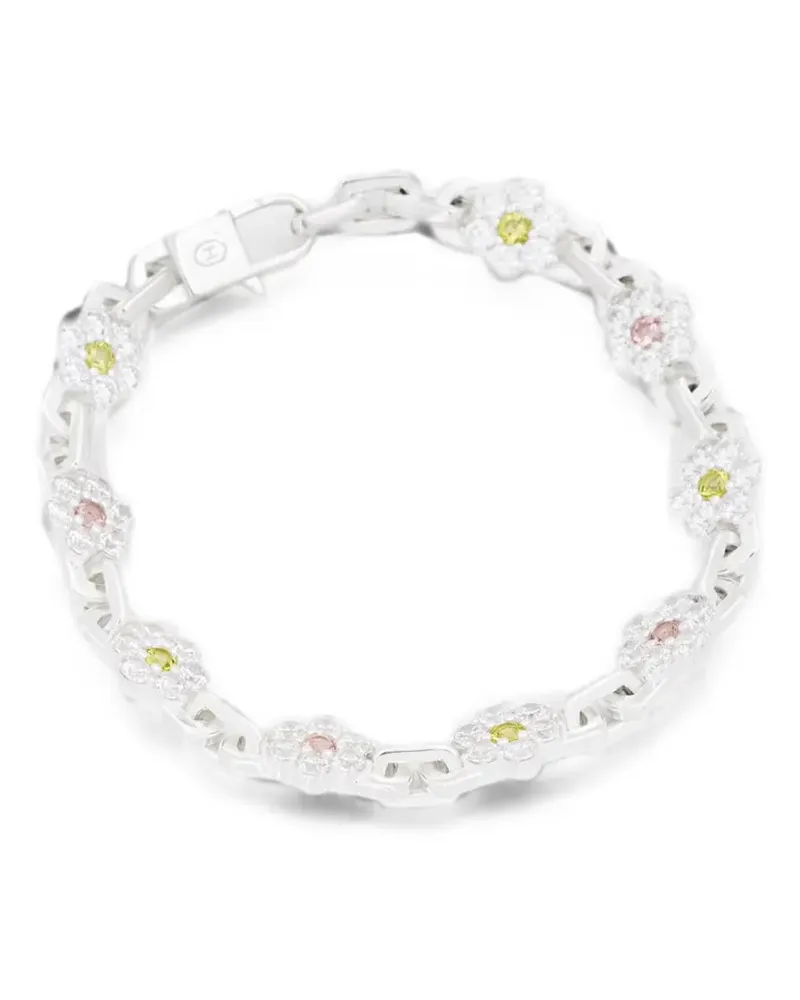 Hatton Labs floral-motif crystal-embellished bracelet - Silber Silber
