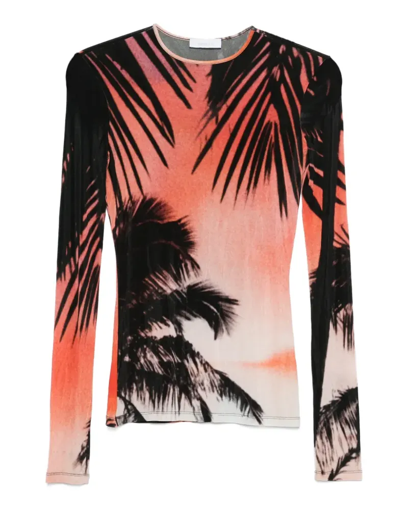 Paco Rabanne T-Shirt mit Palmen-Print - Orange Orange