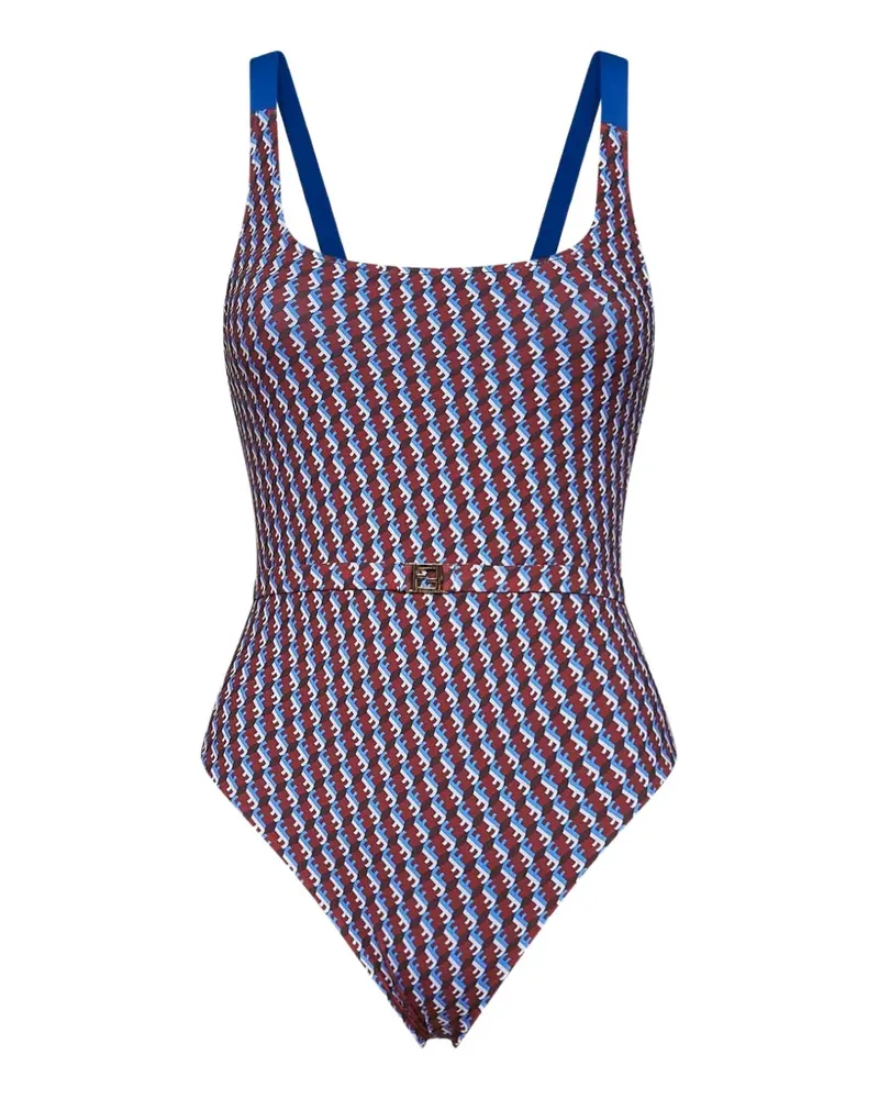 Fendi FF Waves belted swimsuit - Braun Braun
