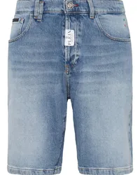 Philipp Plein Jeans-Shorts mit Logo-Applikation Blau