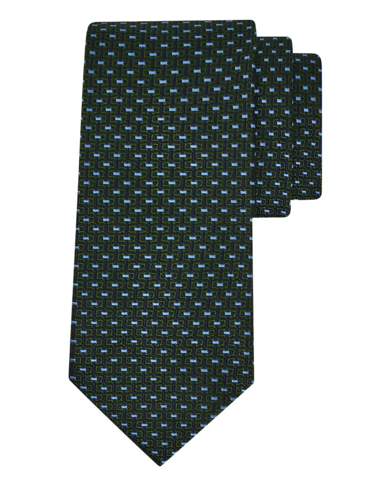 Ferragamo Krawatte mit Gancini-Jacquardmuster - Grün Grün
