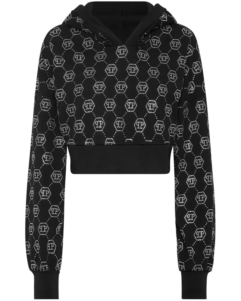 Philipp Plein Cropped-Hoodie mit Monogramm - Schwarz Schwarz