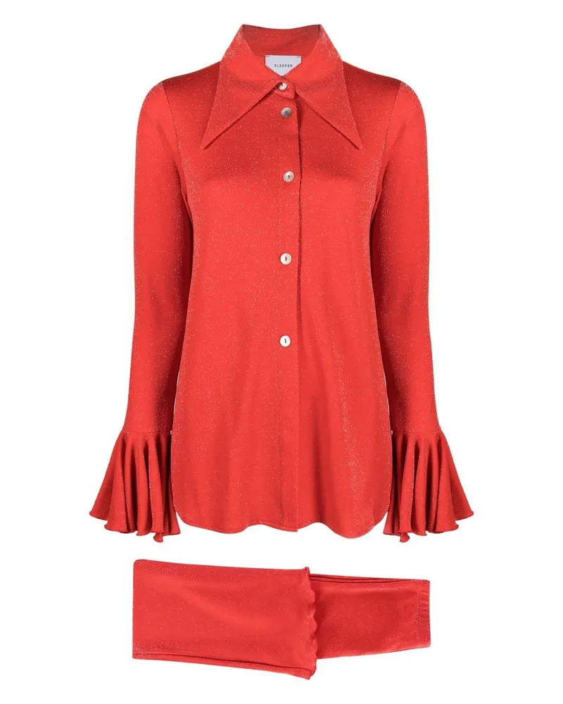 SLEEPER Zweifarbiger Lurex-Anzug - Rot Rot