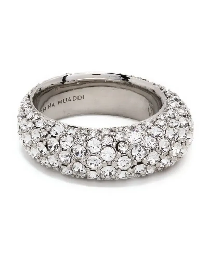 Amina Muaddi Cameron Ring mit Kristallen - Silber Silber