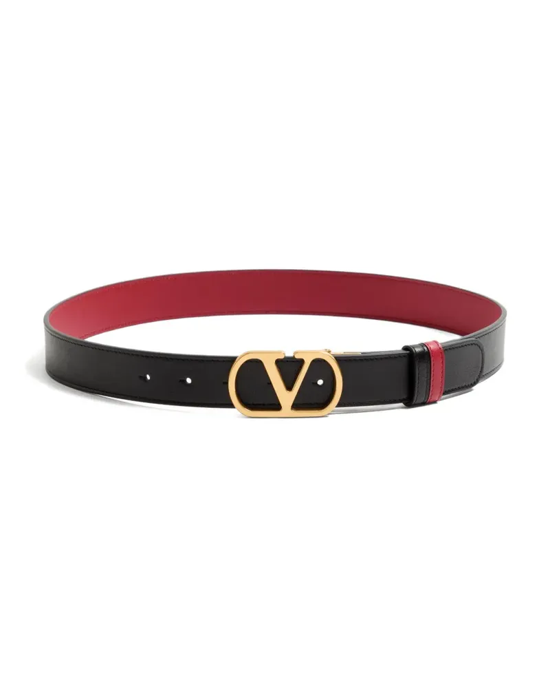 Valentino Garavani VLogo Signature reversible shiny calfskin belt - 30mm / 1.2 in. - Schwarz Schwarz