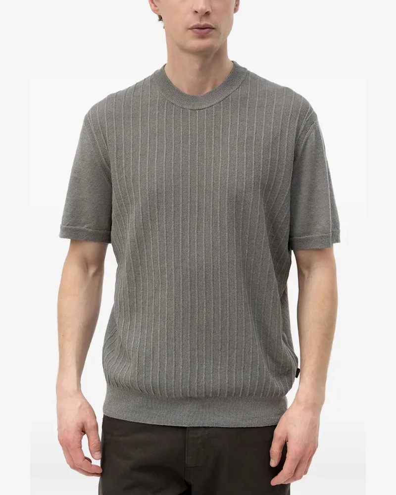 HUGO BOSS ribbed-knit short-sleeve sweater - Grau Grau