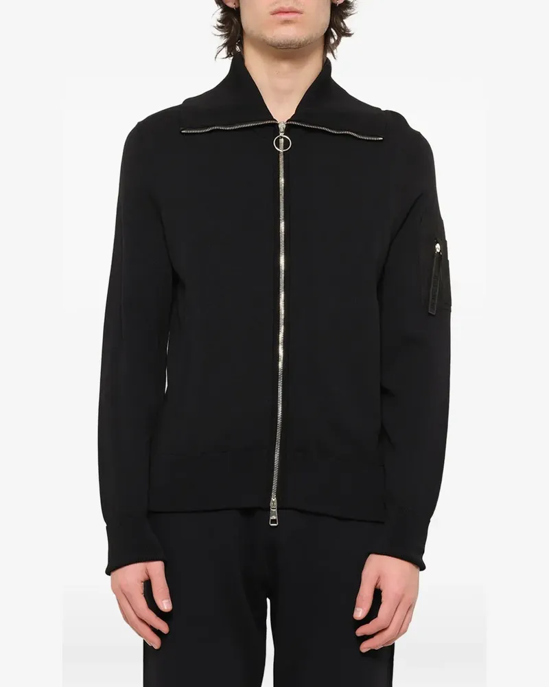 Neil Barrett zip-up ribbed-trim jacket - Schwarz Schwarz