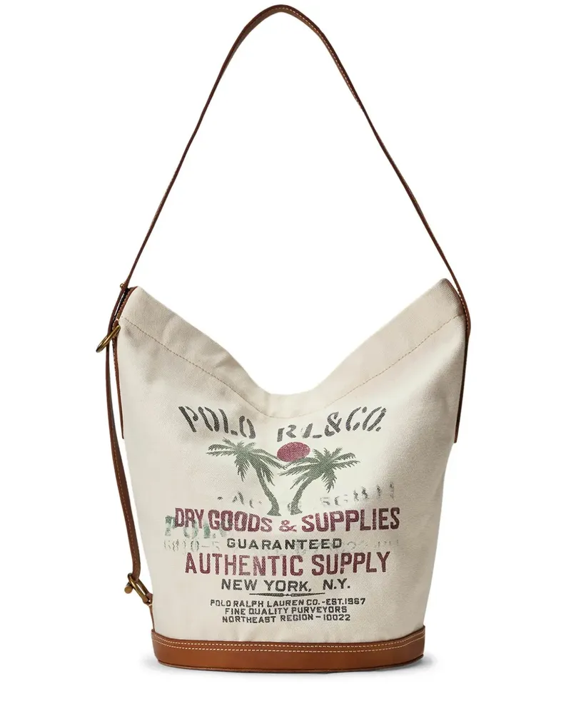 Ralph Lauren Schultertasche mit Logo-Print - Nude Nude