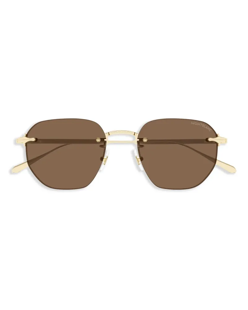Montblanc Sonnenbrille mit eckigem Gestell - Gold Gold