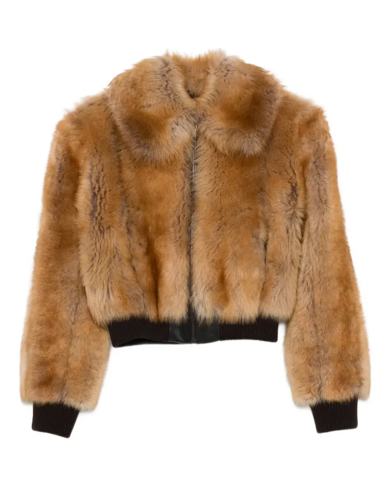 Saint Laurent Shearling-Jacke mit Reißverschluss - Braun Braun