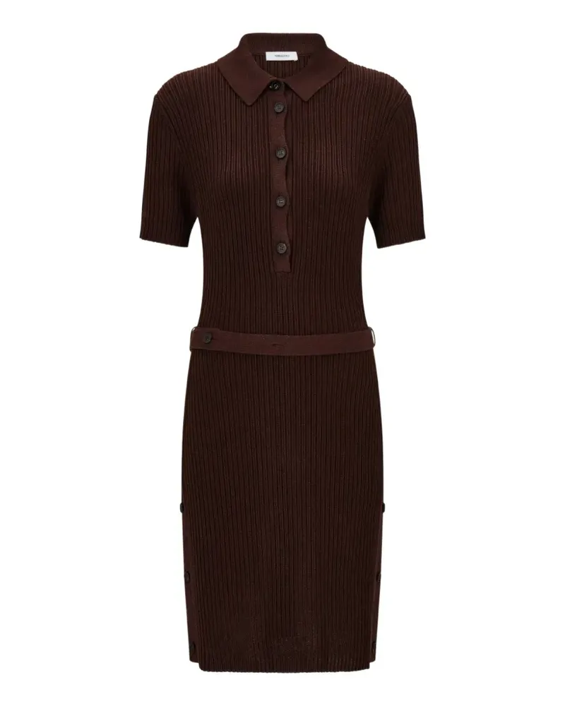 Ferragamo Gestricktes Poloshirtkleid - Braun Braun