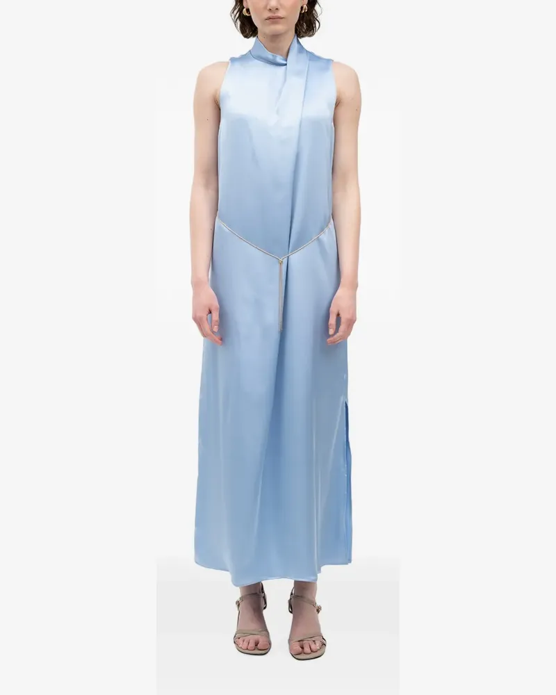 HUGO BOSS satin chain-belt maxi dress - Blau Blau