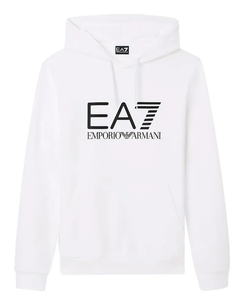 EA7 logo-print drawstring hoodie - Weiß Weiß