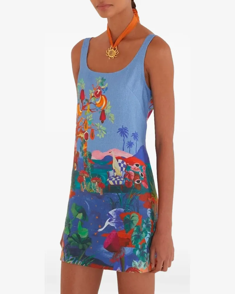 FARM Rio dream landscape mini dress - Blau Blau