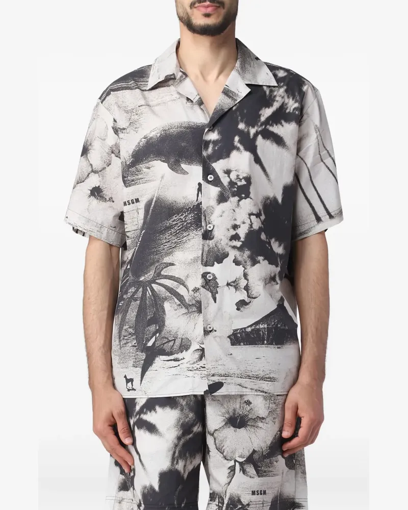 MSGM Hemd mit grafischem Print - Grau Grau