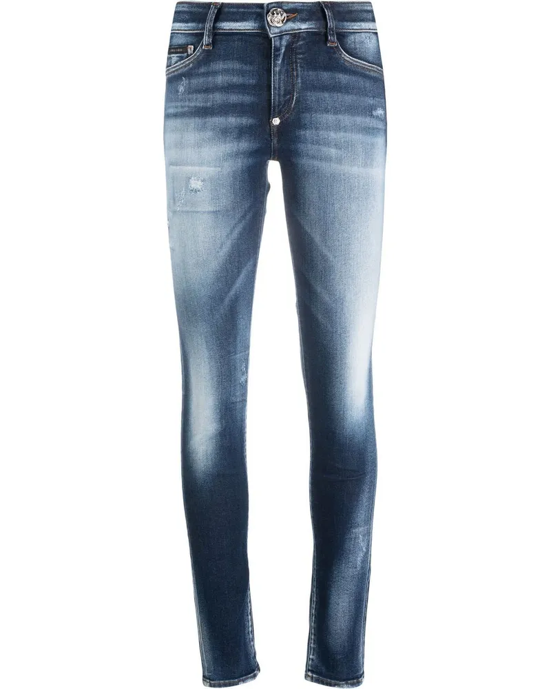 Philipp Plein Jeggings mit hohem Bund Blau