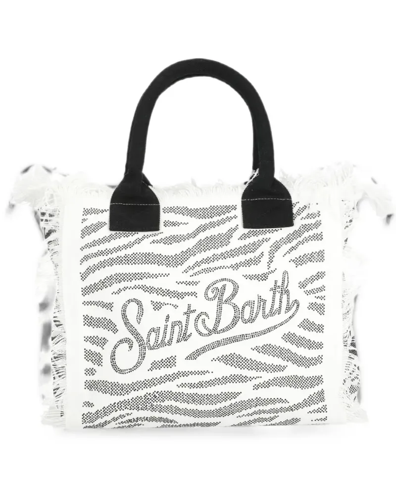 MC2 Saint Barth Vanity zebra-print frayed tote bag - Weiß Weiß