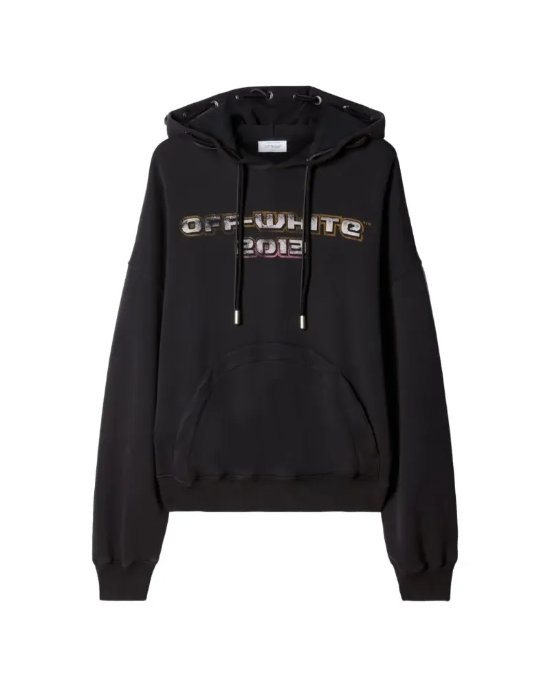 OFF-WHITE print drawstring hoodie - Schwarz Schwarz