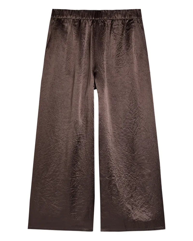 Eileen Fisher crinkled wide-leg satin trousers - Braun Braun