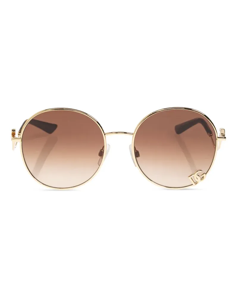 Dolce & Gabbana logo round-frame sunglasses - Gold Gold