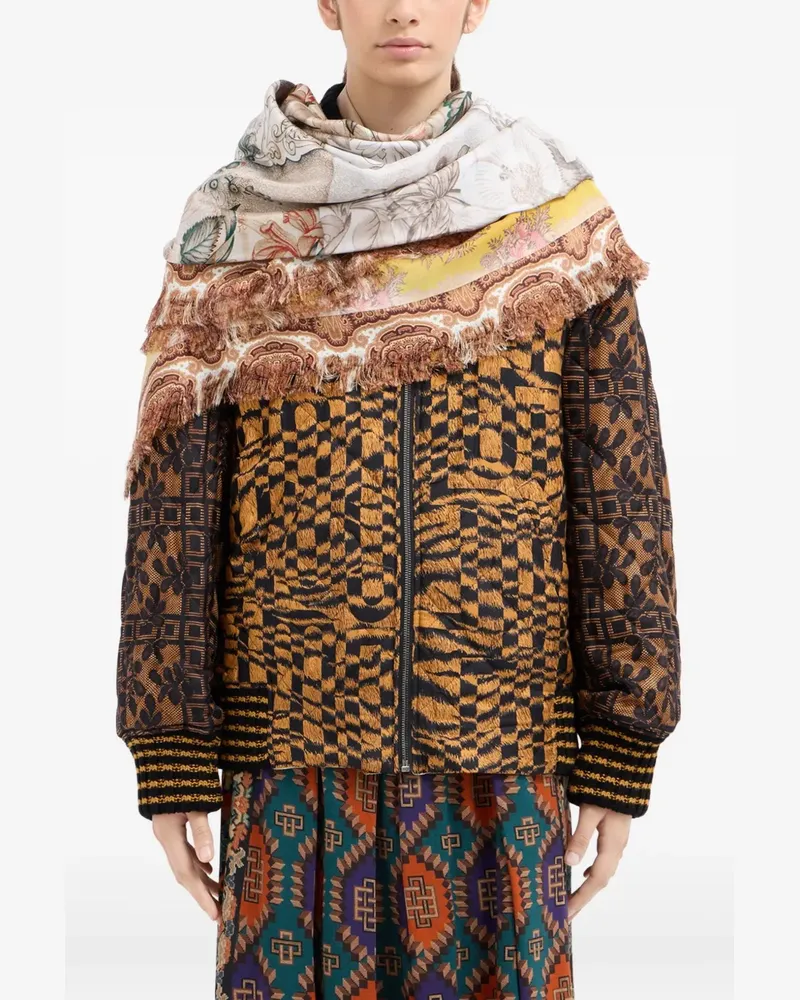Pierre-Louis Mascia floral-paisley print fringed scarf - Nude Nude