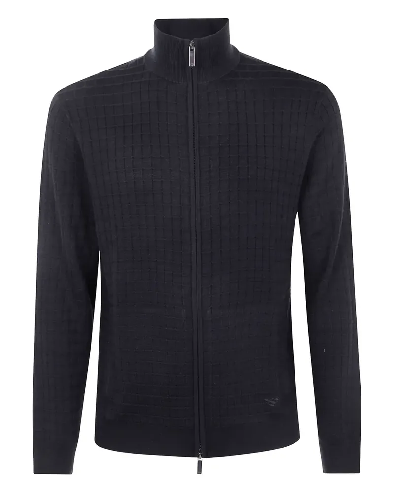 Emporio Armani Reißverschluss-Cardigan mit Gittermuster - Schwarz Schwarz