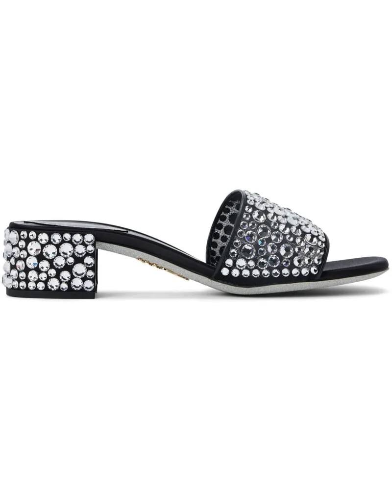 René Caovilla Sandalen mit Kristallen - Schwarz Schwarz