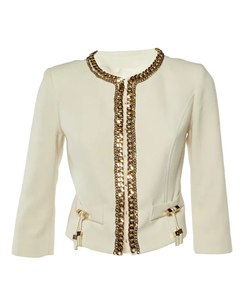 Elisabetta Franchi cady chain trim jacket - Nude Nude