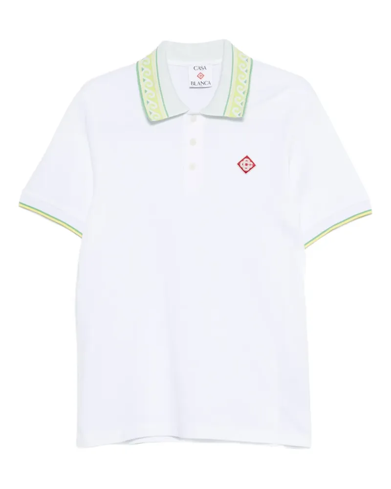 Casablanca Paris Laurel trim-collar polo shirt - Weiß Weiß