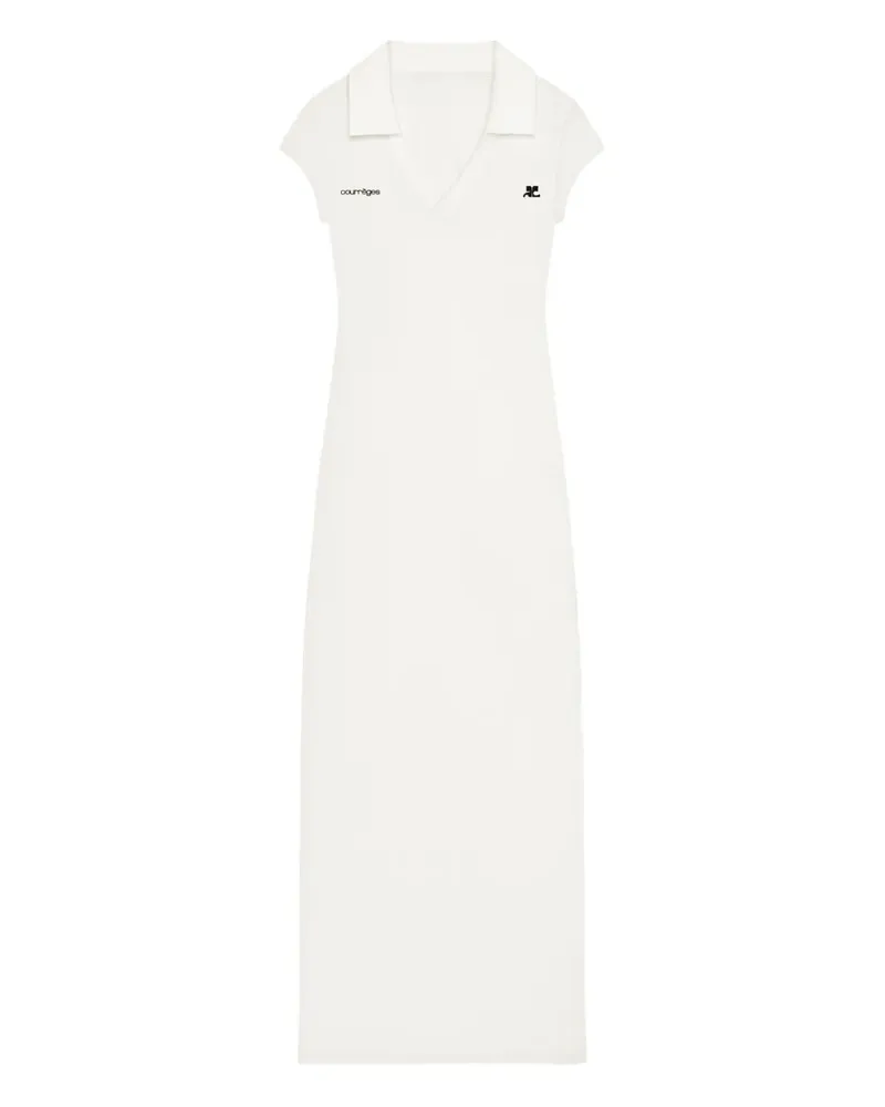 Courrèges Maxikleid mit Logo - Weiß Weiß