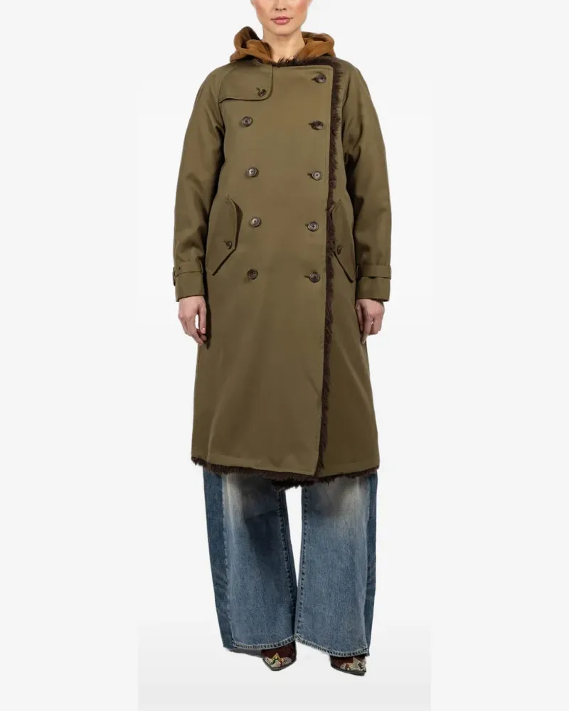 R13 reversible hooded trench coat - Grün Grün
