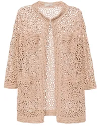 Elie Saab Kurzer Makramee-Cardigan Nude