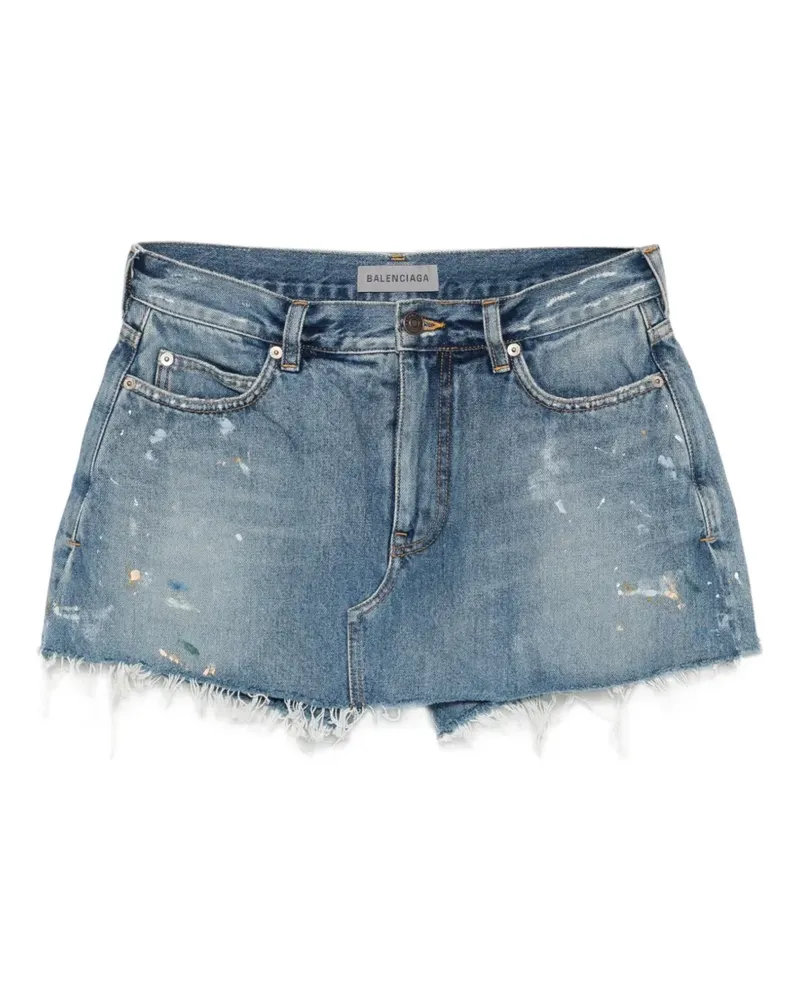 Balenciaga Jeans-Shorts mit Farbklecks-Print - Blau Blau