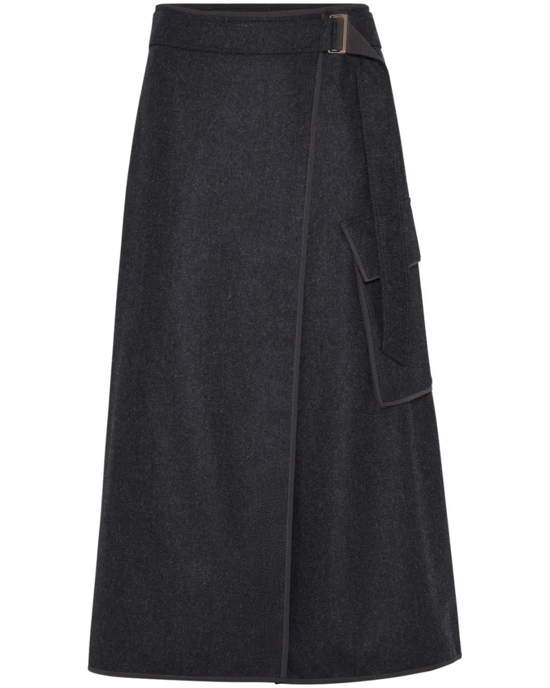 Brunello Cucinelli Gewickelter Midirock - Schwarz Schwarz