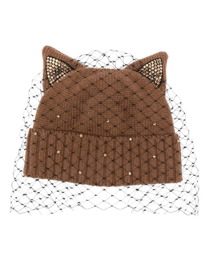 CA4LA Mütze mit Ohrenapplikation - Braun Braun