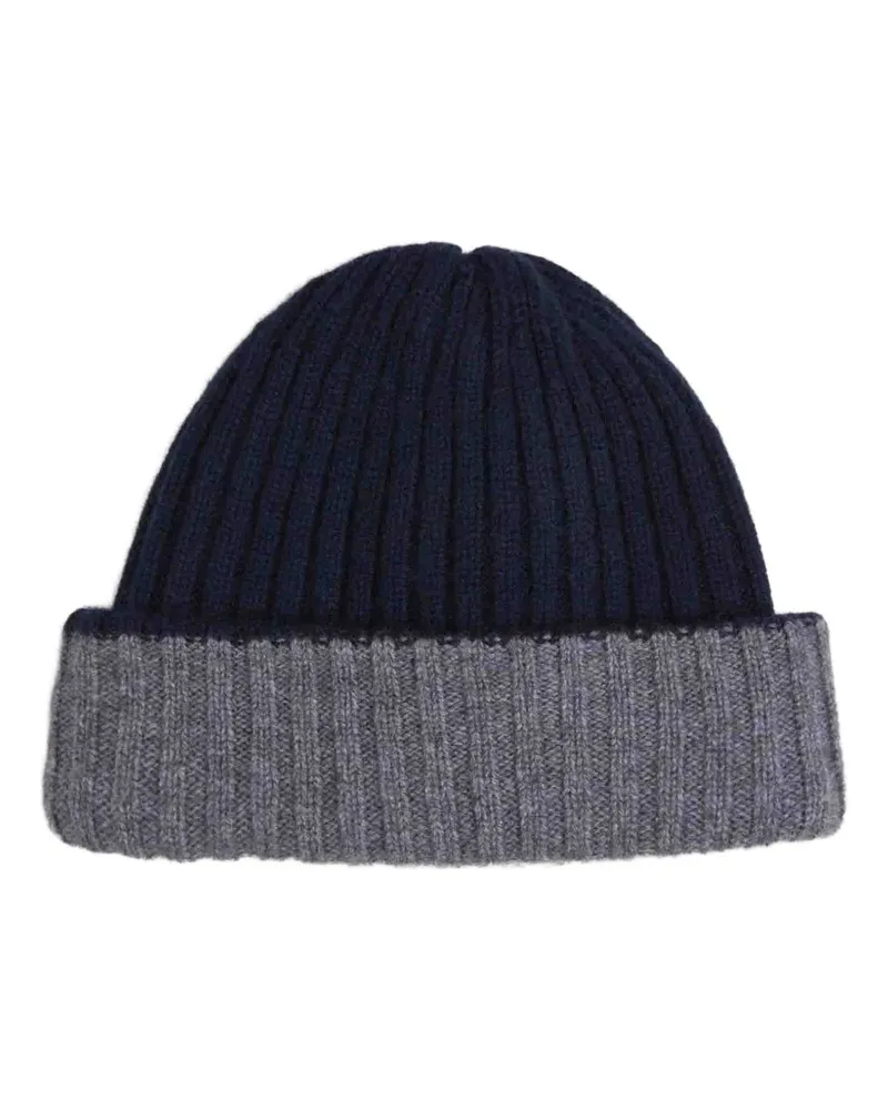Fedeli Gerippte Beanie aus Kaschmir - Blau Blau