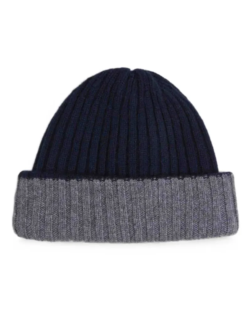 Fedeli Gerippte Beanie aus Kaschmir - Blau Blau