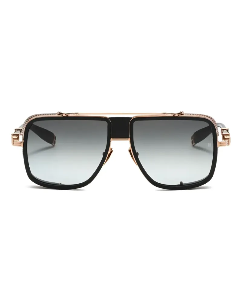 Balmain O.R. Sonnenbrille mit eckigem Gestell - Schwarz Schwarz