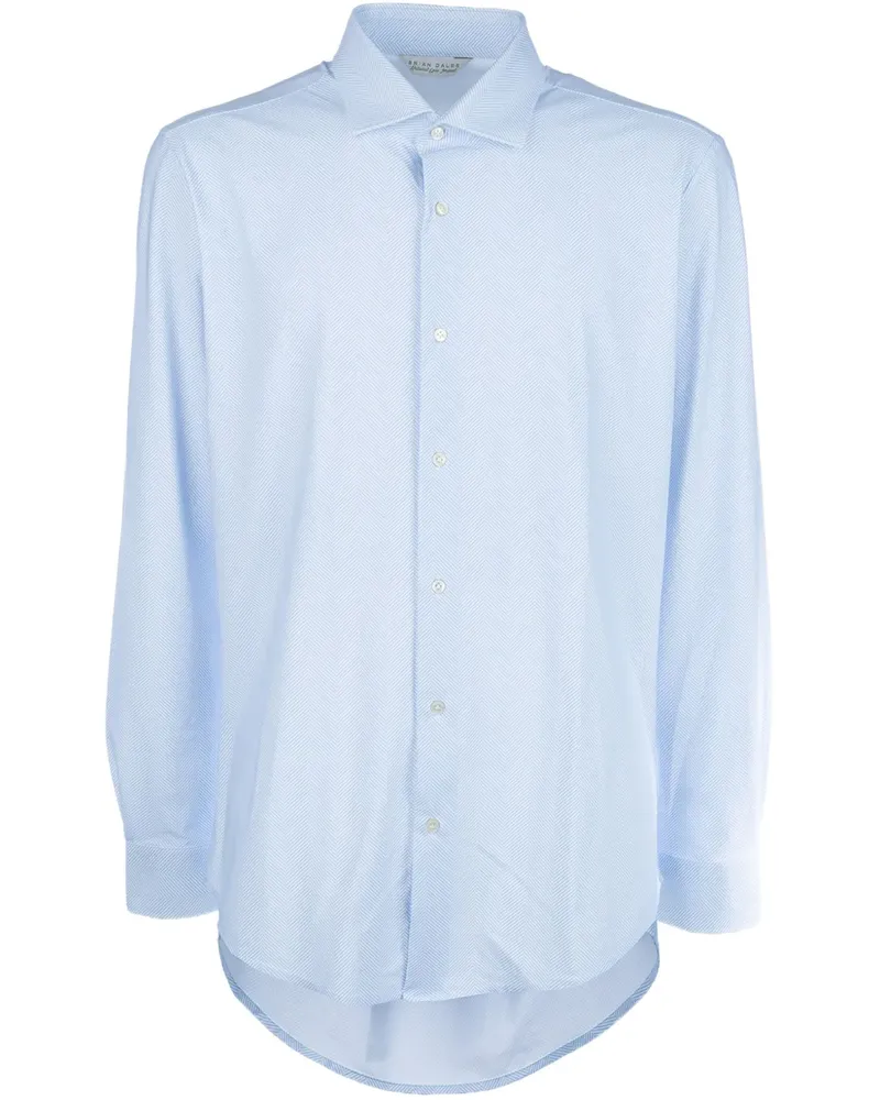 Brian Dales Hemd mit Fischgrätenmuster - Blau Blau